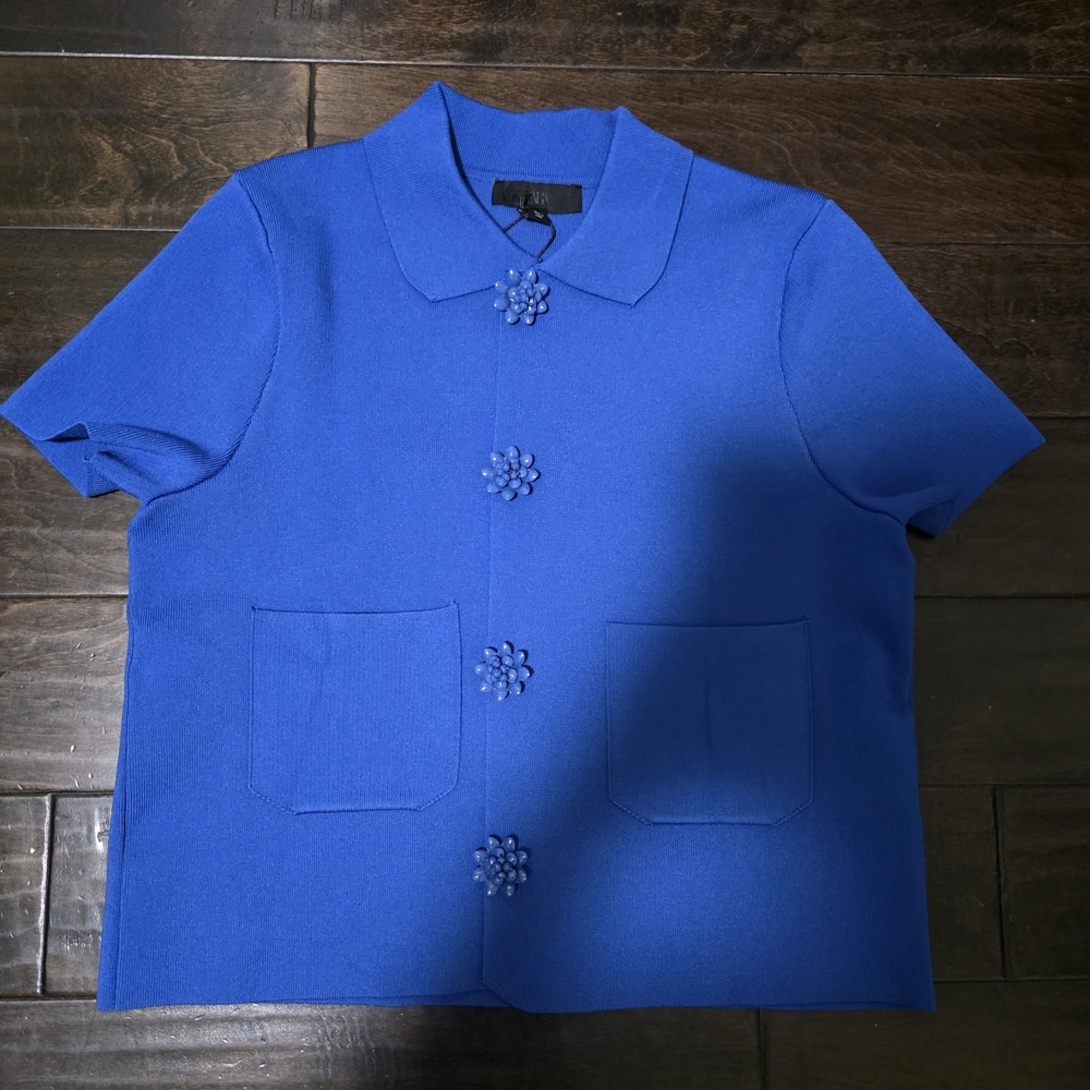 Zara Blue Short Sleeve Cardigan